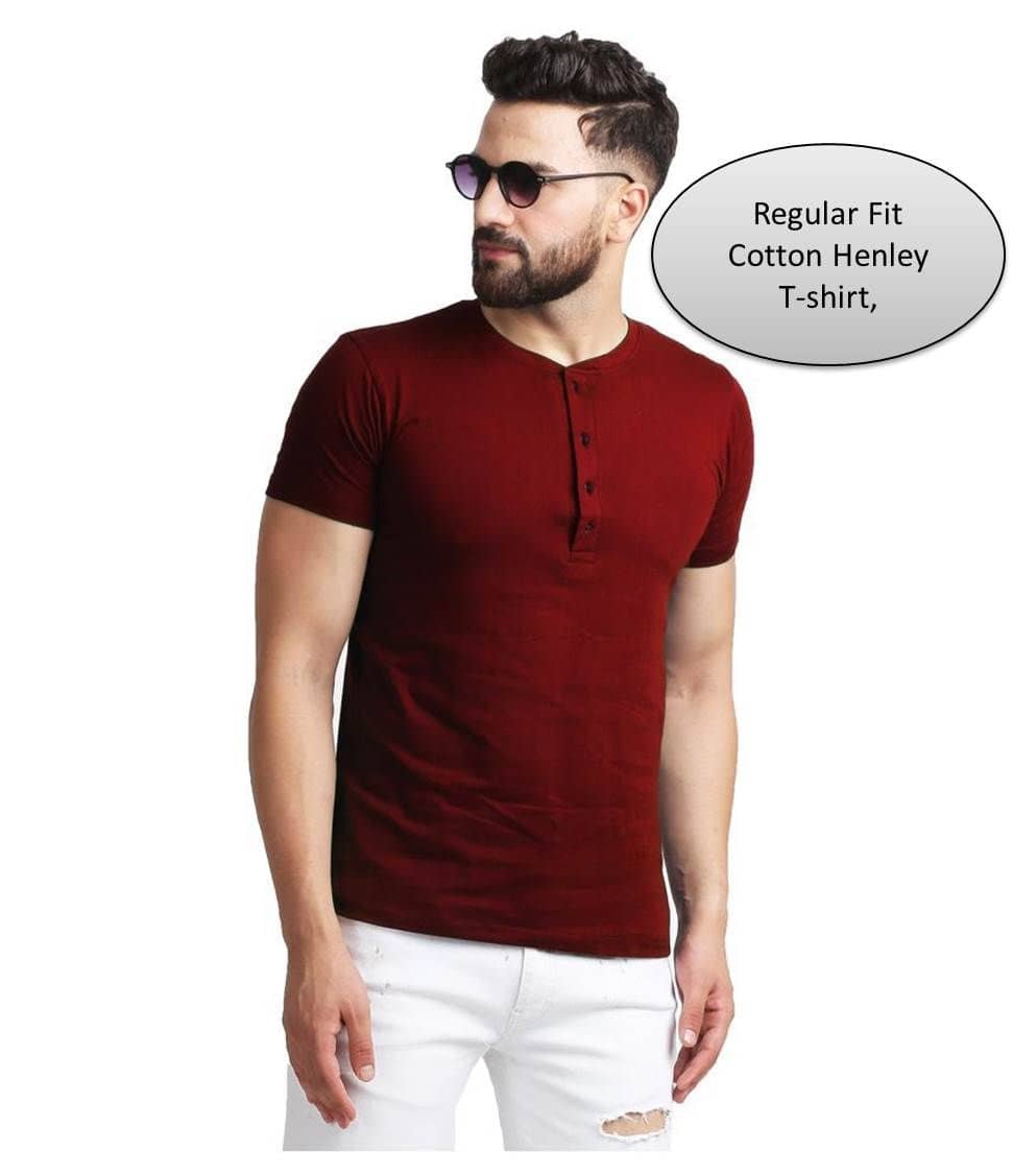 Leotude 100 Percent Cotton Maroon Solids T-Shirt