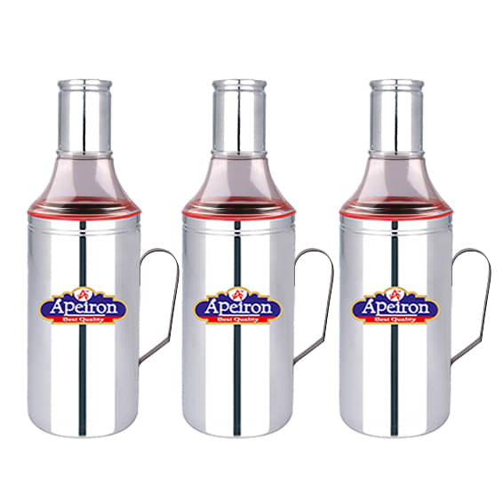     			APEIRON Steel Oil Container/Dispenser Set of 3 1000 mL