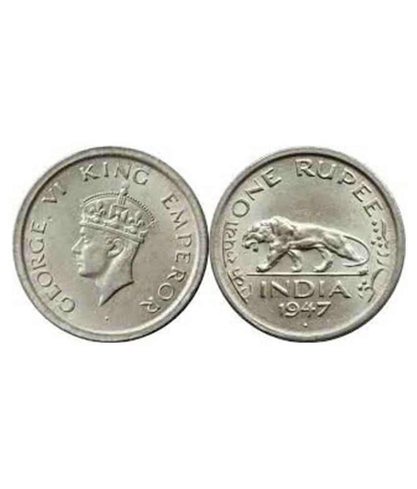     			PE - ONE RUPEE 1947 RARE COIN OF INDIA - British India Coin