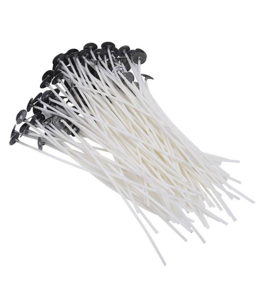     			Vardhman Wax Coated Candle Making Wigs Threads (White, 5-inch Length) - Set of 100 Pieces