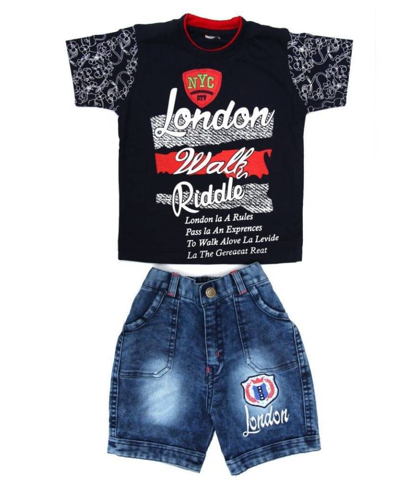     			Zadmus Pack of 1 Boys Cotton T-Shirt & Shorts Set ( Red )