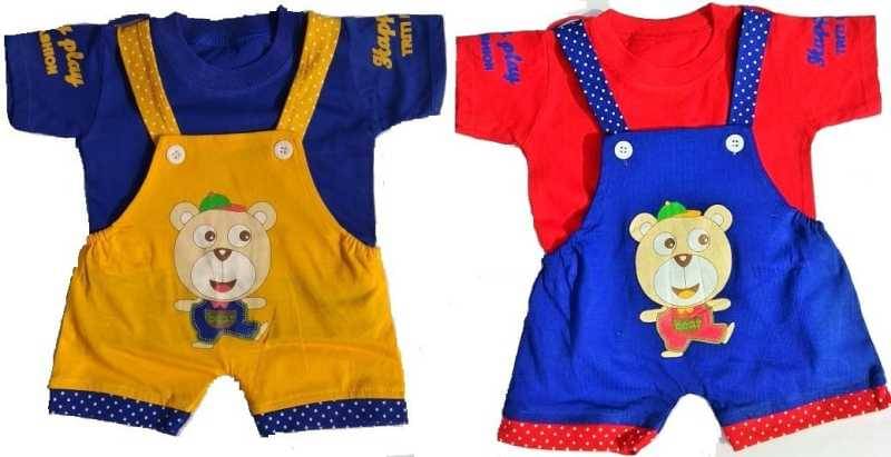     			TRITI Pack of 2 Unisex for Baby Cotton Blend Dungaree Sets ( Multi )