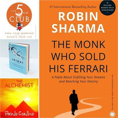 Combo Book Fiction : The Monk Who Sold His Ferrari + IKIGAI + The 5 AM Club + The Alchemist | Set Of Four Books (Paperback, Robin Sharma, Garcia Hector, Panlo Coelho) Combo Book Fiction : The Monk Who Sold His Ferrari + IKIGAI + The 5 AM Club + The Alchemist | Set Of Four Books (Paperback, Robin Sharma, Garcia Hector, Panlo Coelho)