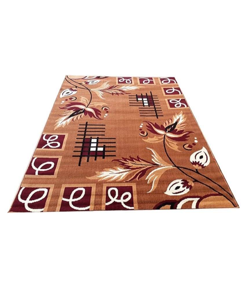     			Samjeeda Handloom CARPETS Gold Jute Carpet Floral 5x7 Ft