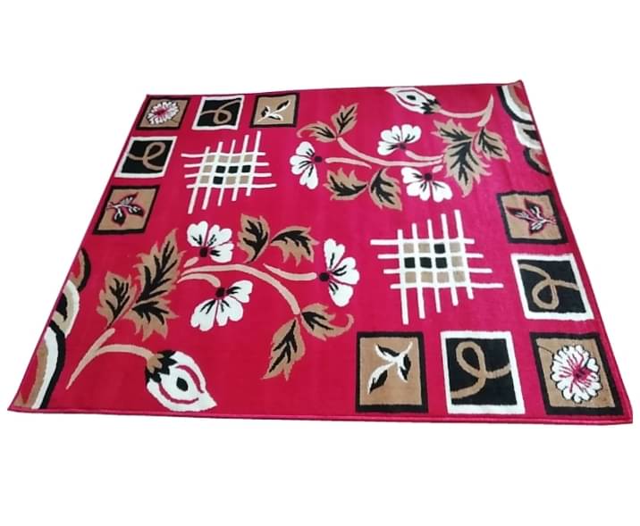     			Samjeeda Handloom CARPETS Red Jute Carpet Floral 5x7 Ft
