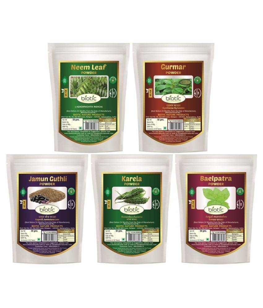     			Biotic Neem, Karela, Gurmar, Baelpatra & Jamun Seed Powder 250 gm Pack of 5