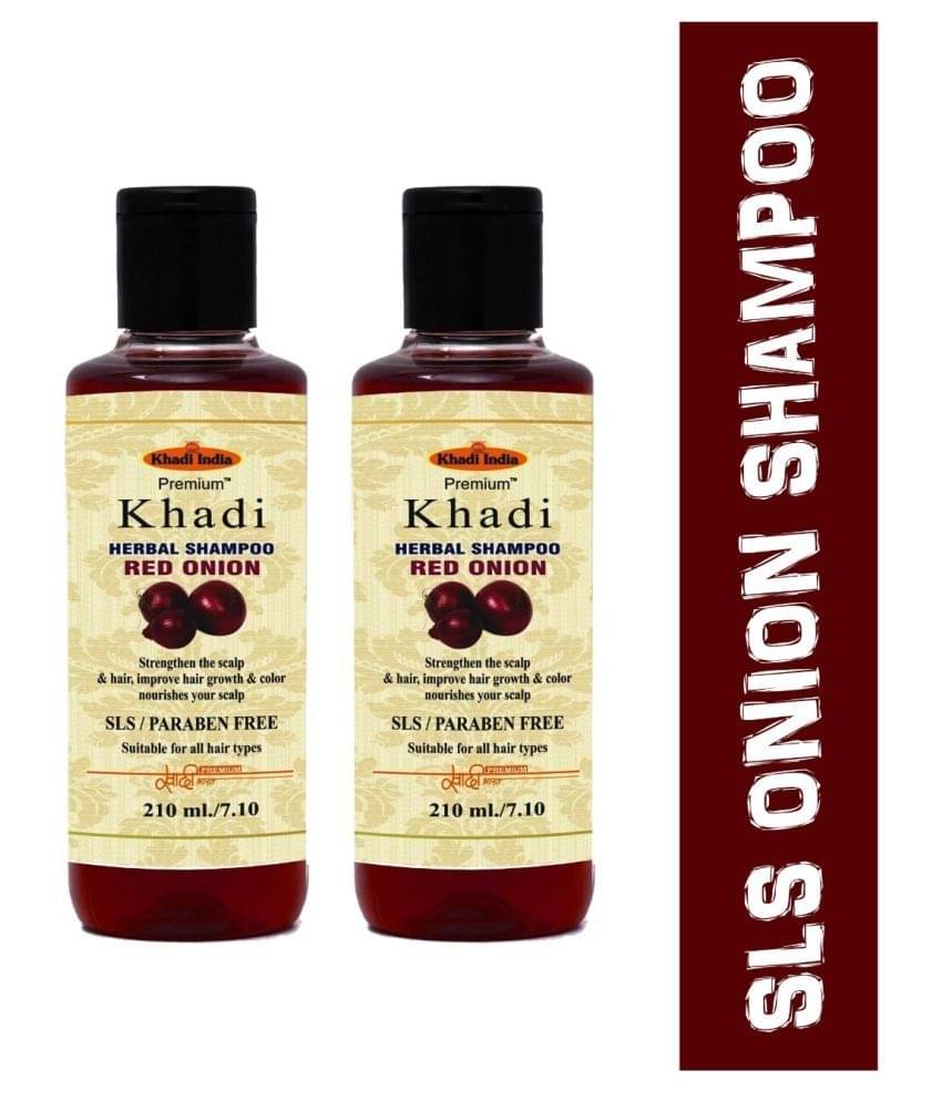Khadi Herbal Onion Shampoo For Hair Growth With Argan Oil & Curry Leaf SLS & Paraben Free Shampoo 420 mL Khadi Herbal Onion Shampoo For Hair Growth With Argan Oil & Curry Leaf SLS & Paraben Free Shampoo 420 mL