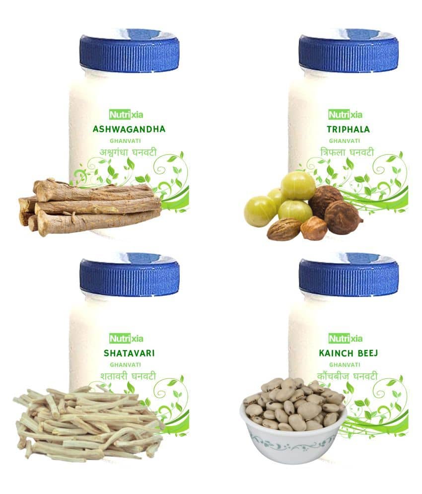 Nutrixia Food  \nAshwagandha,Shatavari,Triphala,Kaunch Tablet 340 no.s Pack Of 4
