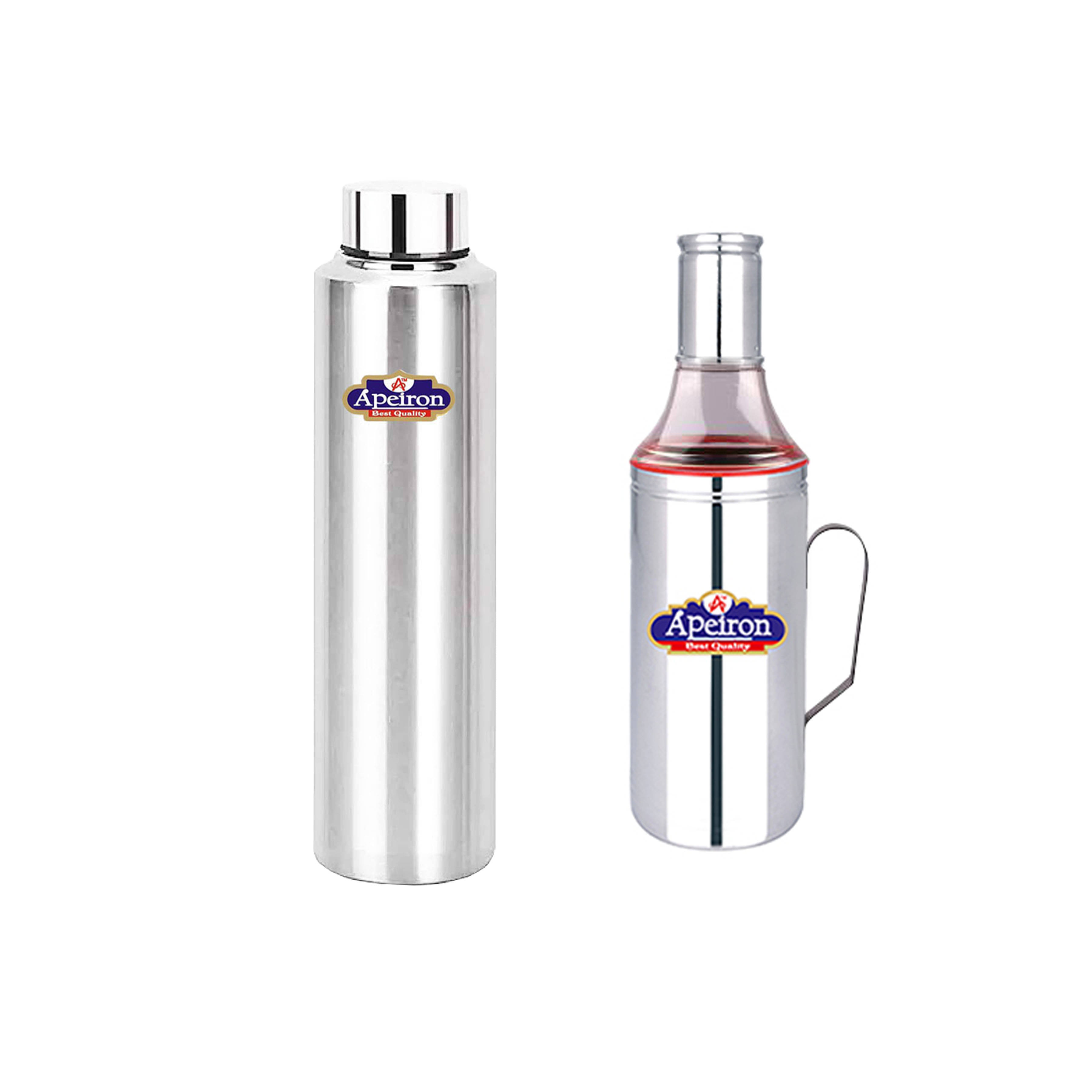     			APEIRON DISPENSER & BOTTLE Steel Oil Container/Dispenser Set of 2 1000 mL
