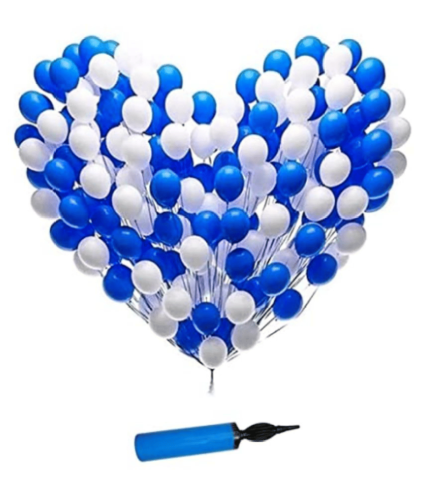Blooms Mall 101pcs Combo Blue and White Mettalic Balloon + Balloon Pump Blooms Mall 101pcs Combo Blue and White Mettalic Balloon + Balloon Pump