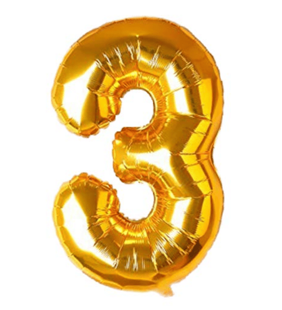     			Blooms Special Foil Balloon Number - 3 (Golden)