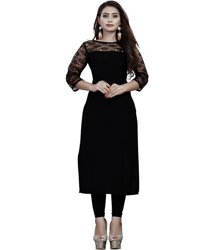 Dream Beauty Fashion Black Crepe Straight Kurti - Kurtis, Tunics | Buy online on ZillyBuy
