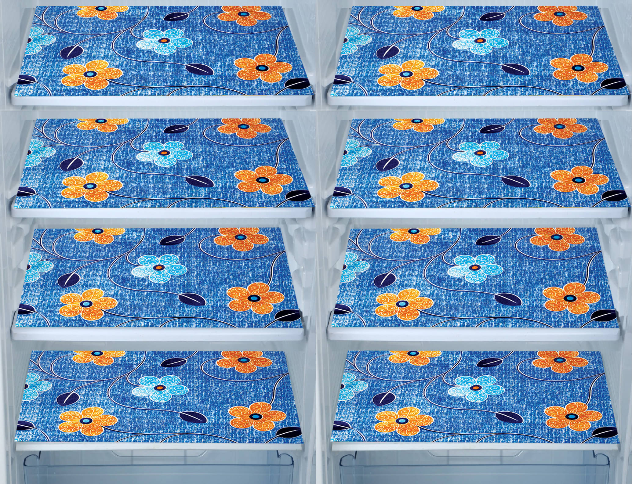     			E-Retailer Set of 8 PVC Yellow Fridge Mats