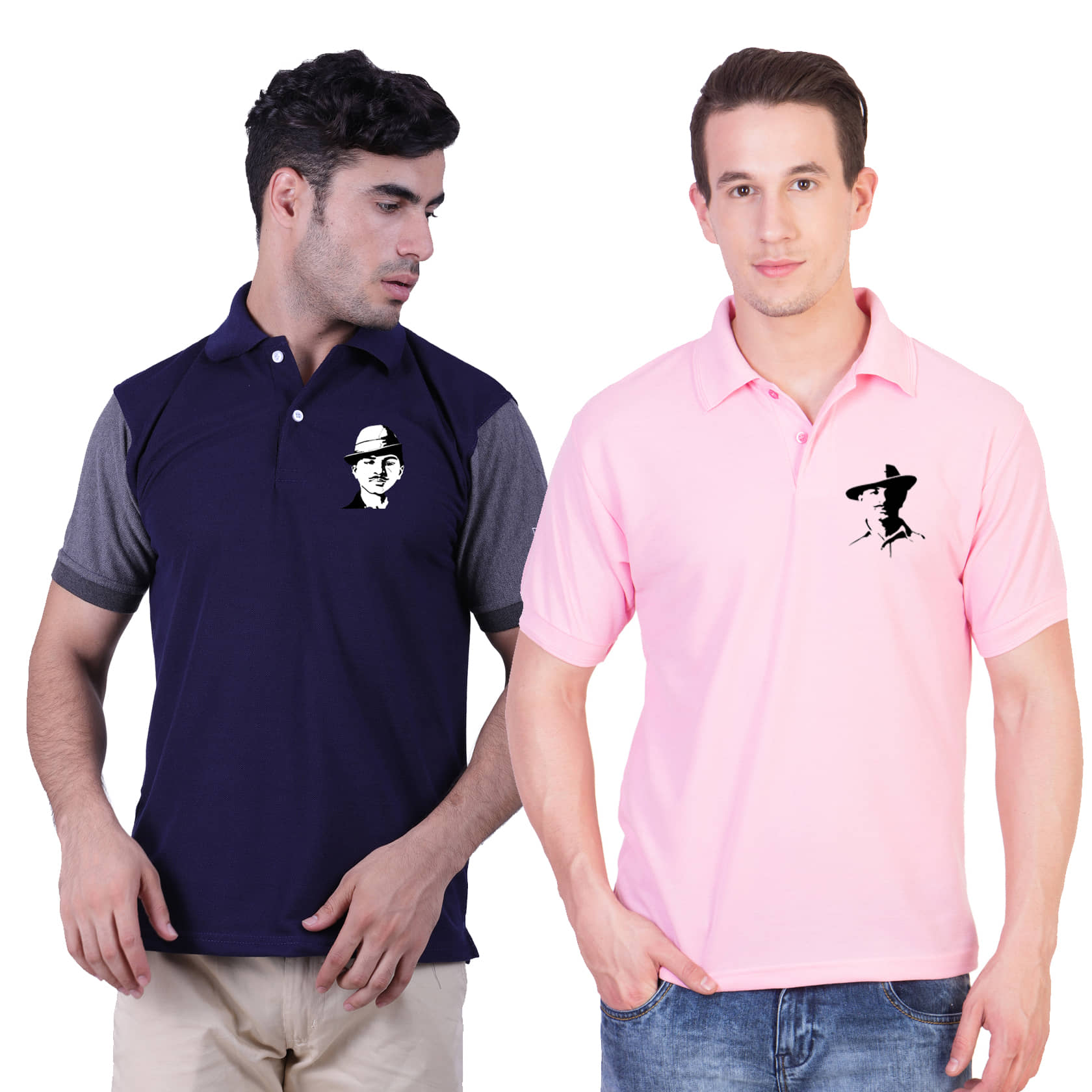 HVN Pack of 2 Cotton Nylon Regular Fit Printed Men's Polo T Shirt ( Multi )