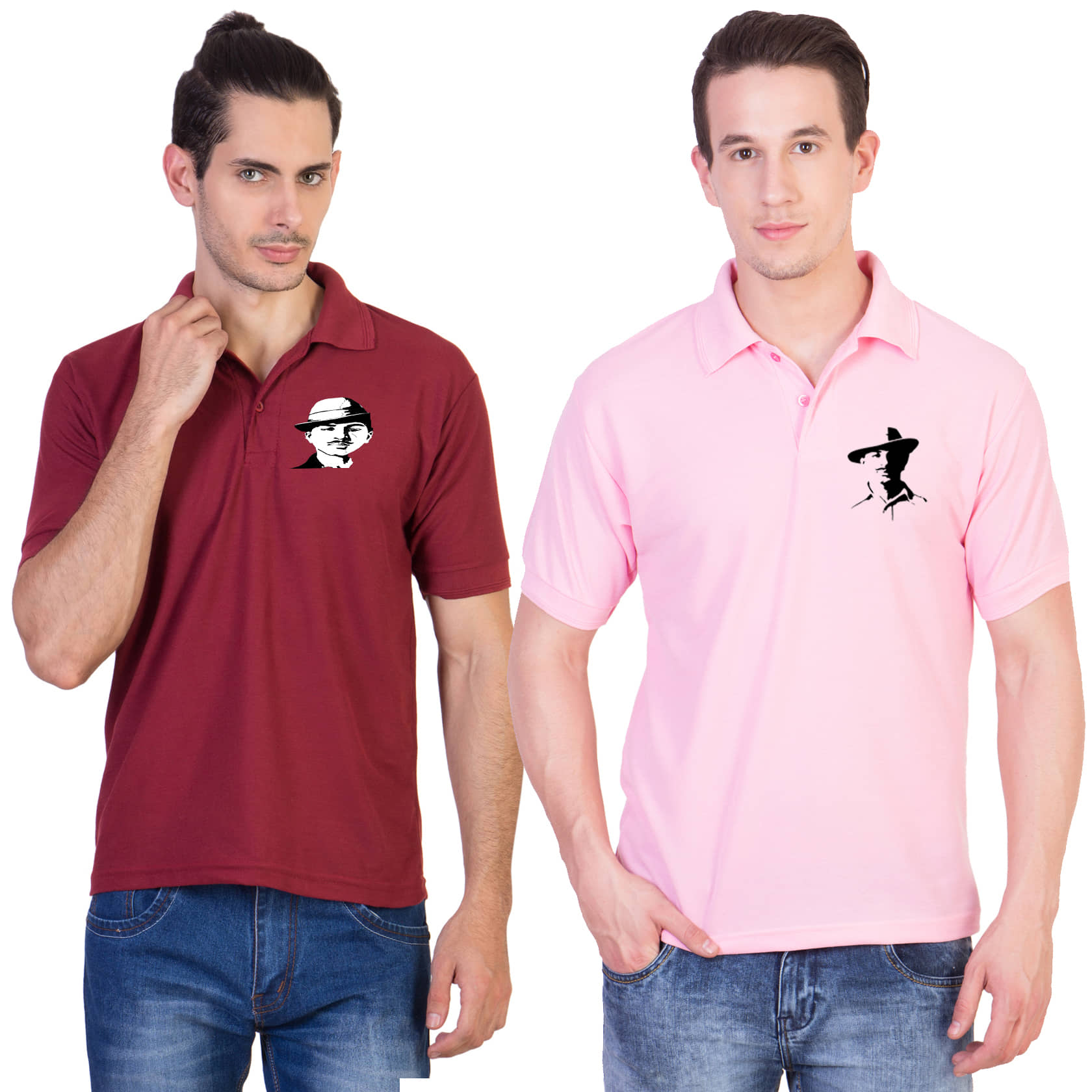 HVN Pack of 2 Cotton Nylon Regular Fit Printed Men's Polo T Shirt ( Multi )