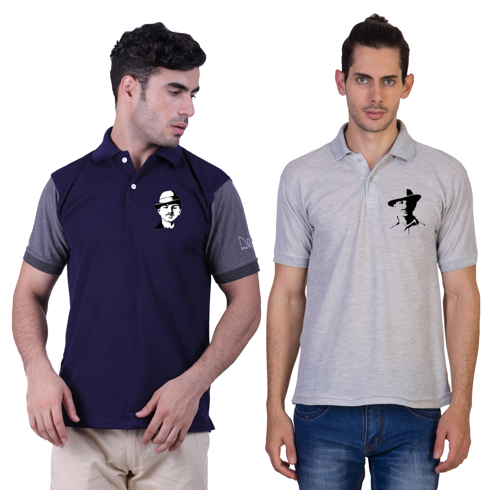 HVN Pack of 2 Cotton Nylon Regular Fit Printed Men's Polo T Shirt ( Multi )