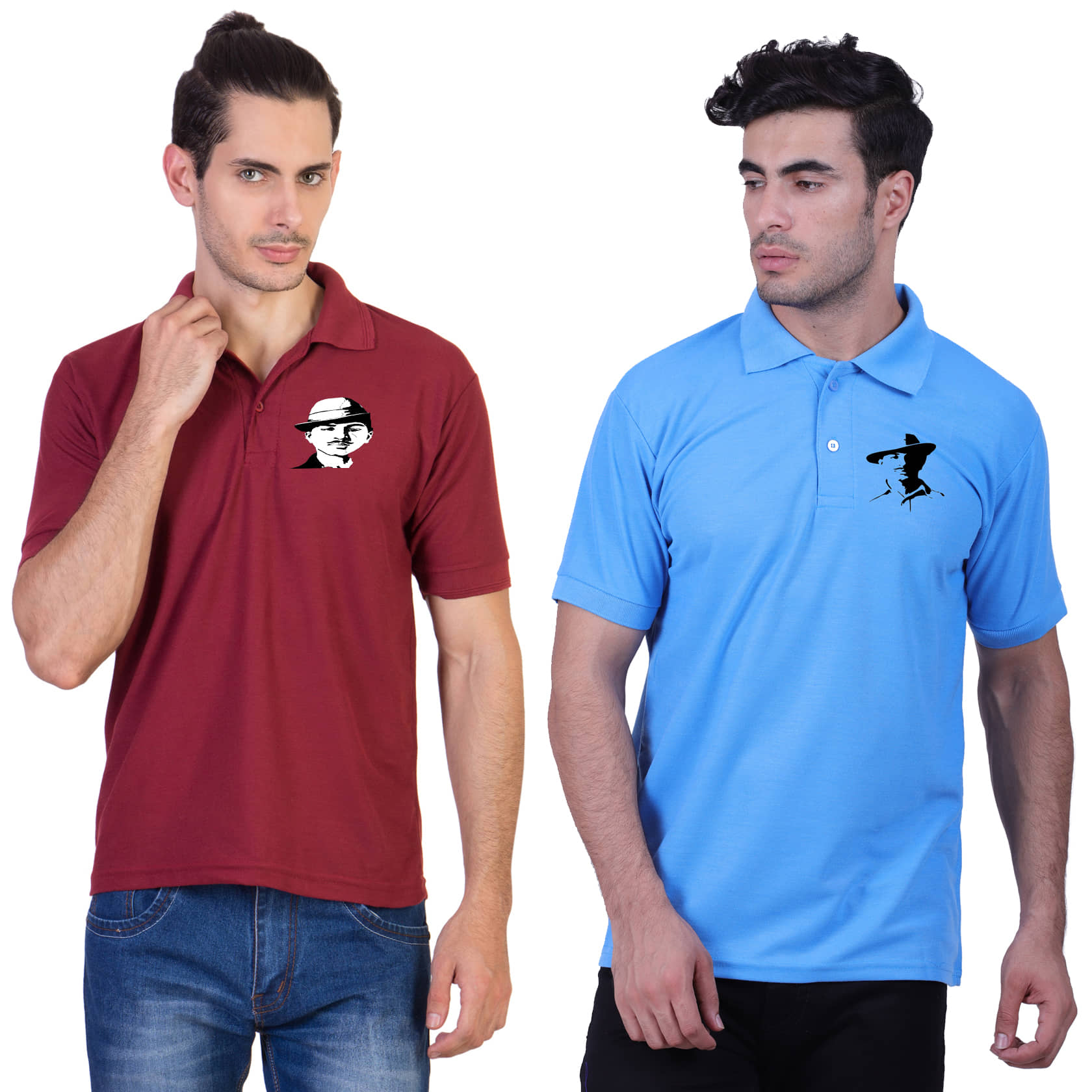 HVN Pack of 2 Cotton Nylon Regular Fit Printed Men's Polo T Shirt ( Multi )