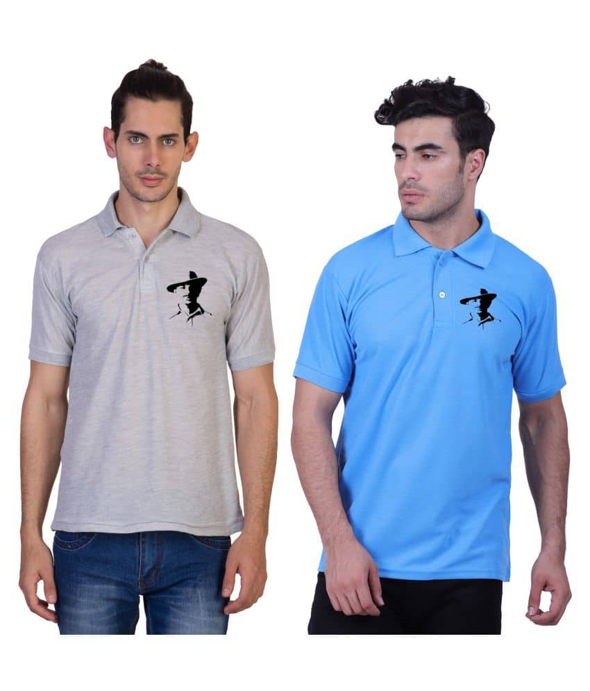 HVN Pack of 2 Cotton Nylon Regular Fit Printed Men's Polo T Shirt ( Multi )