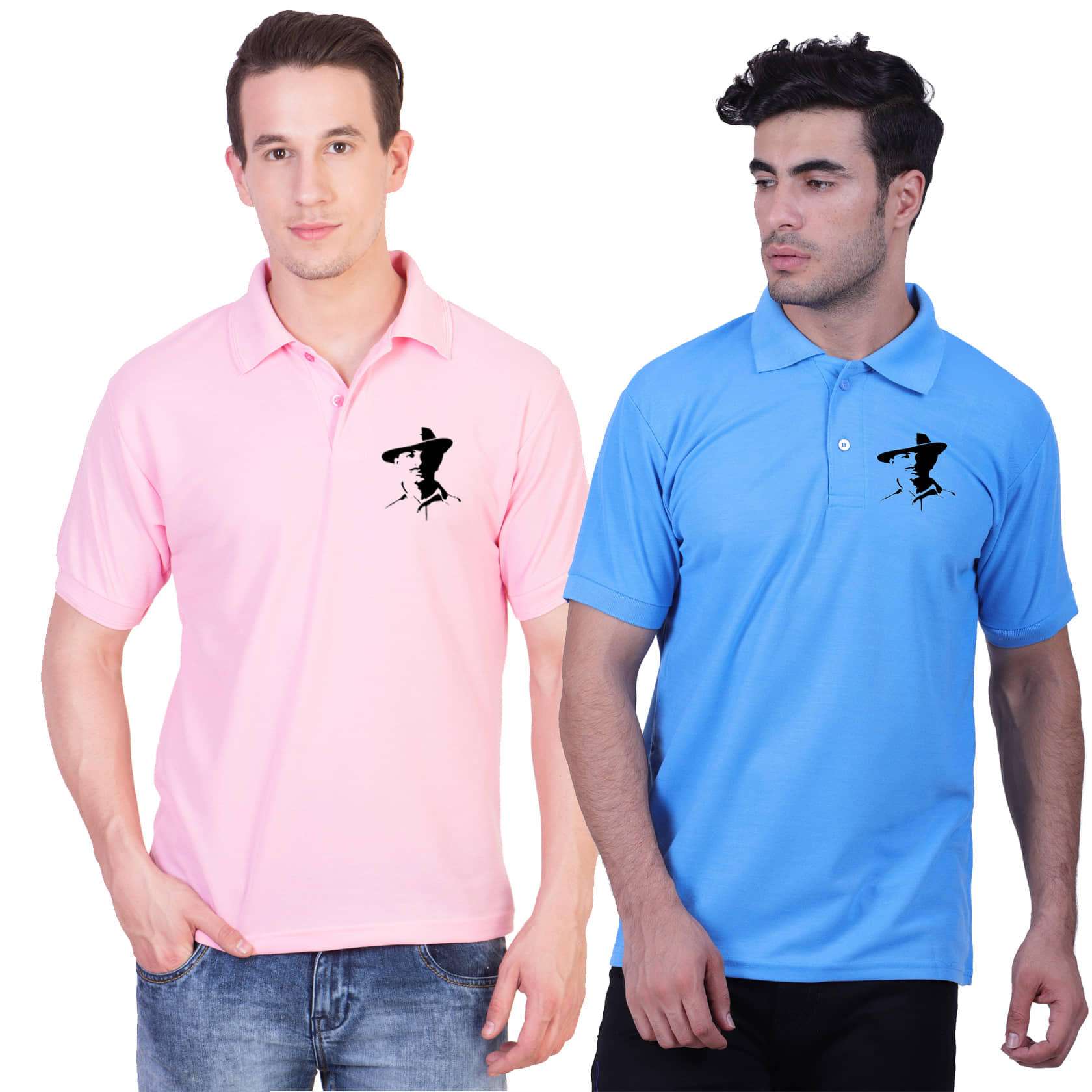 HVN Pack of 2 Cotton Nylon Regular Fit Printed Men's Polo T Shirt ( Multi )