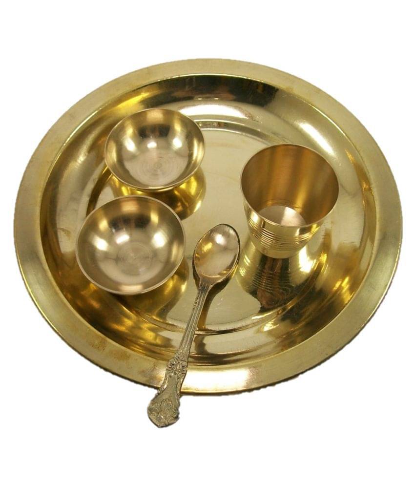 NEO CLASSIC Laddu Gopal Bhog Thali Set (1 Set, Brass) (5 Pieces, Gold) ( 7 inch) NEO CLASSIC Laddu Gopal Bhog Thali Set (1 Set, Brass) (5 Pieces, Gold) ( 7 inch)
