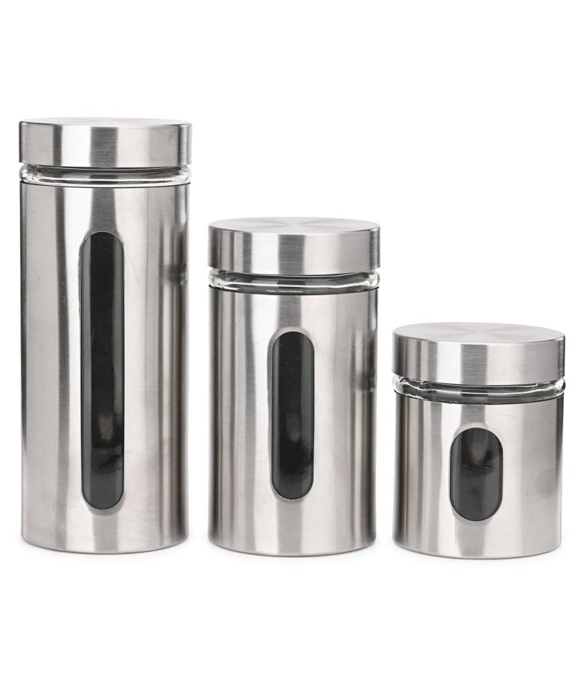     			Somil Glass Container, Transparent, Pack Of 3, 850 ml