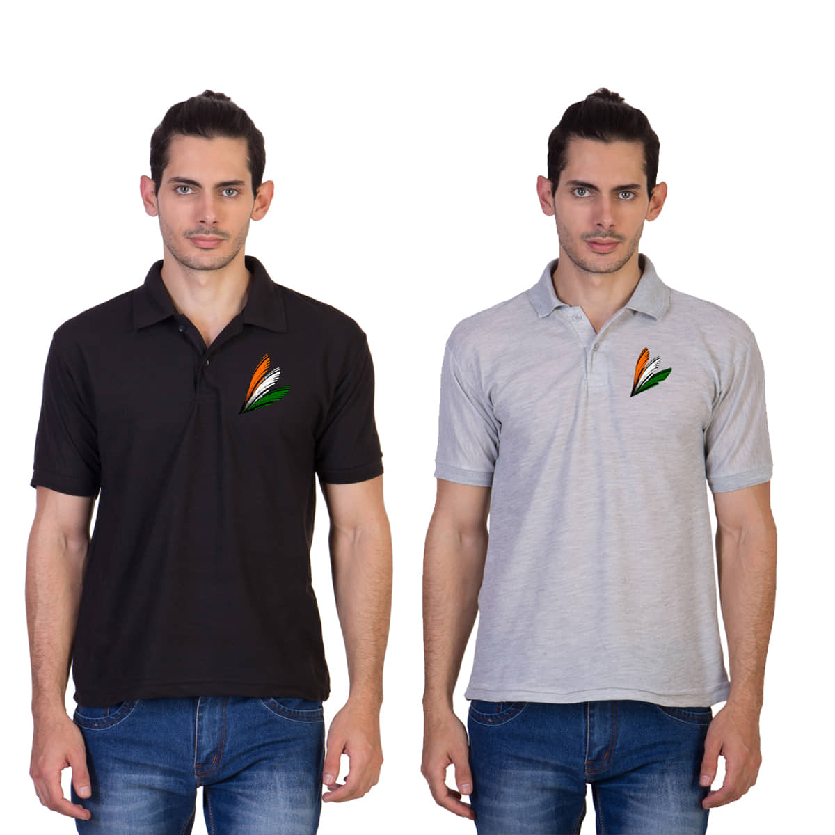HVN Pack of 2 Cotton Nylon Regular Fit Printed Men's Polo T Shirt ( Multi )