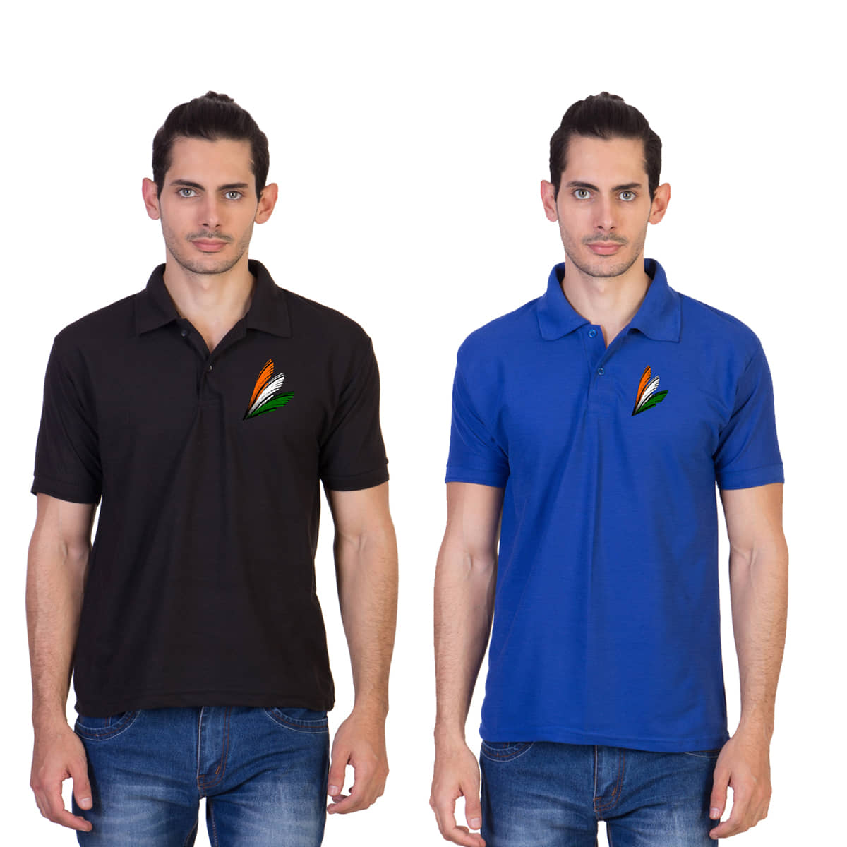 HVN Pack of 2 Cotton Nylon Regular Fit Printed Men's Polo T Shirt ( Multi )
