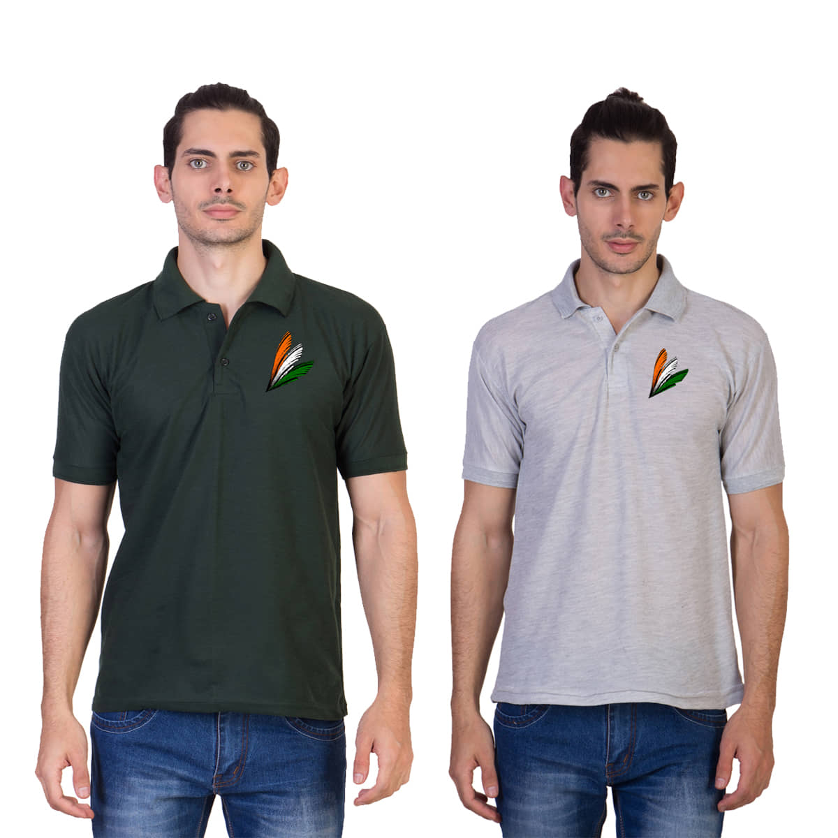 HVN Pack of 2 Cotton Nylon Regular Fit Printed Men's Polo T Shirt ( Multi )