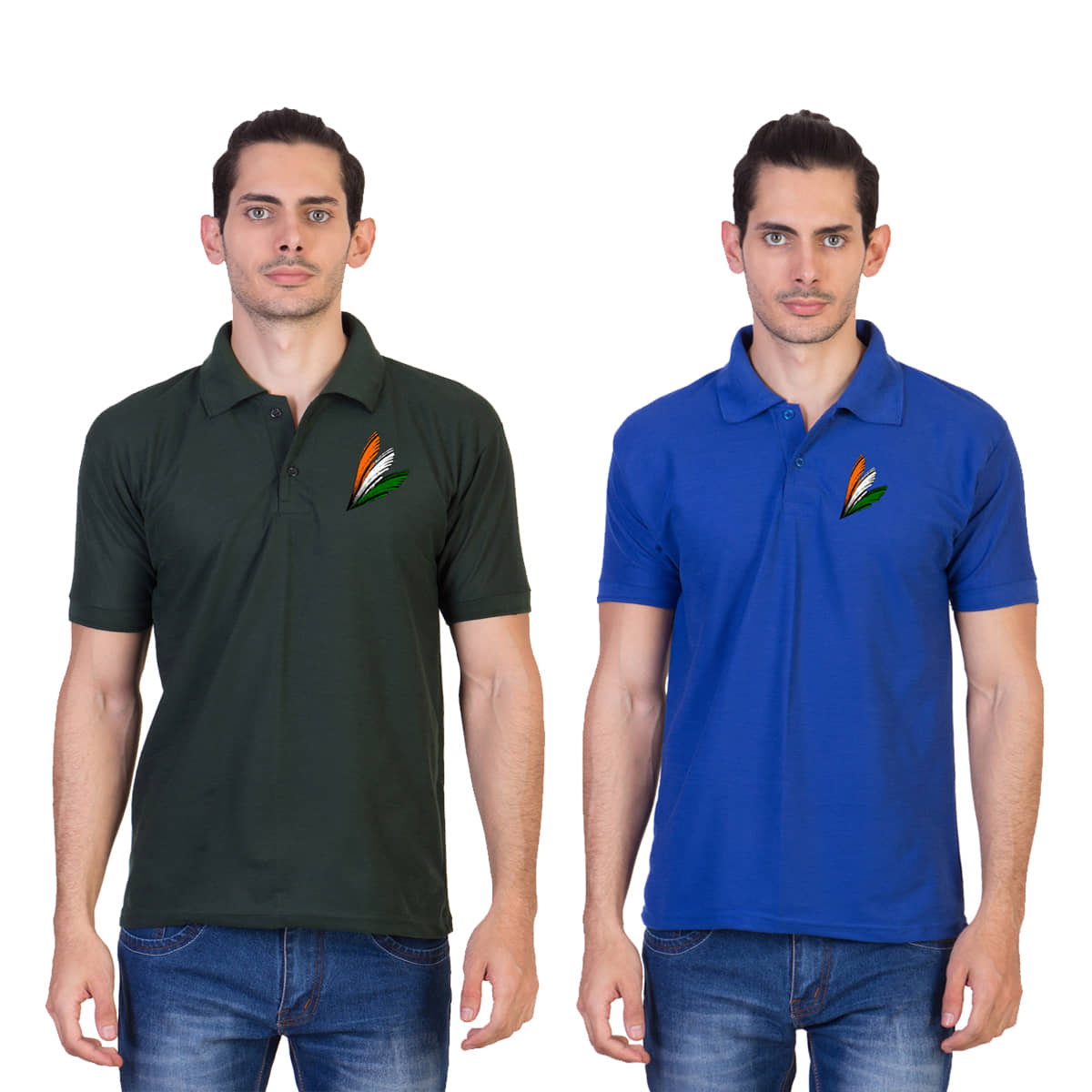 HVN Pack of 2 Cotton Nylon Regular Fit Printed Men's Polo T Shirt ( Multi )