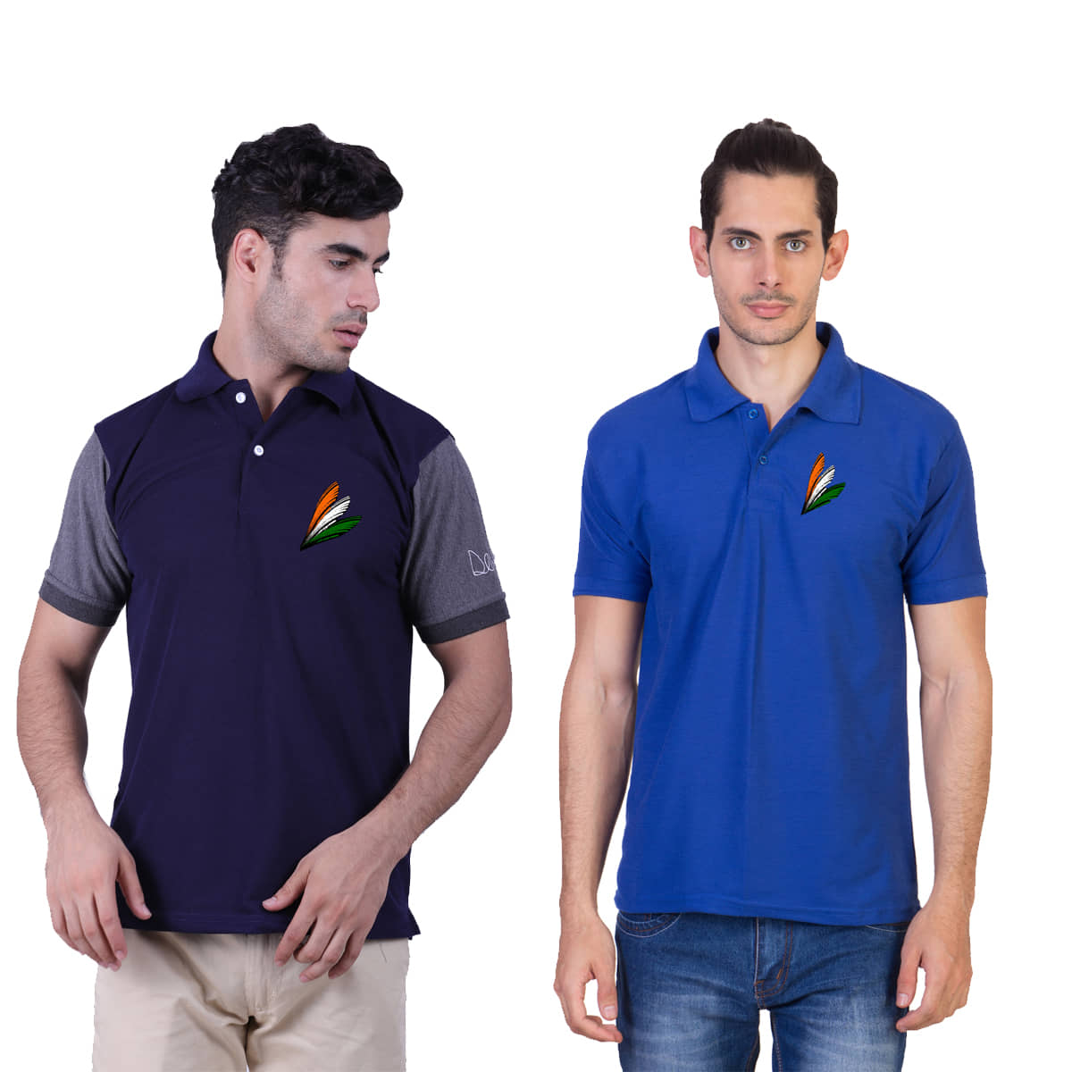 HVN Pack of 2 Cotton Nylon Regular Fit Printed Men's Polo T Shirt ( Multi )