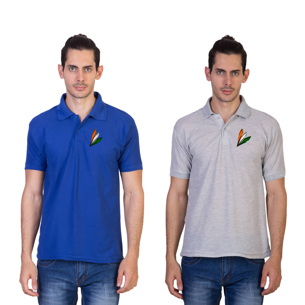 HVN Pack of 2 Cotton Nylon Regular Fit Printed Men's Polo T Shirt ( Multi )