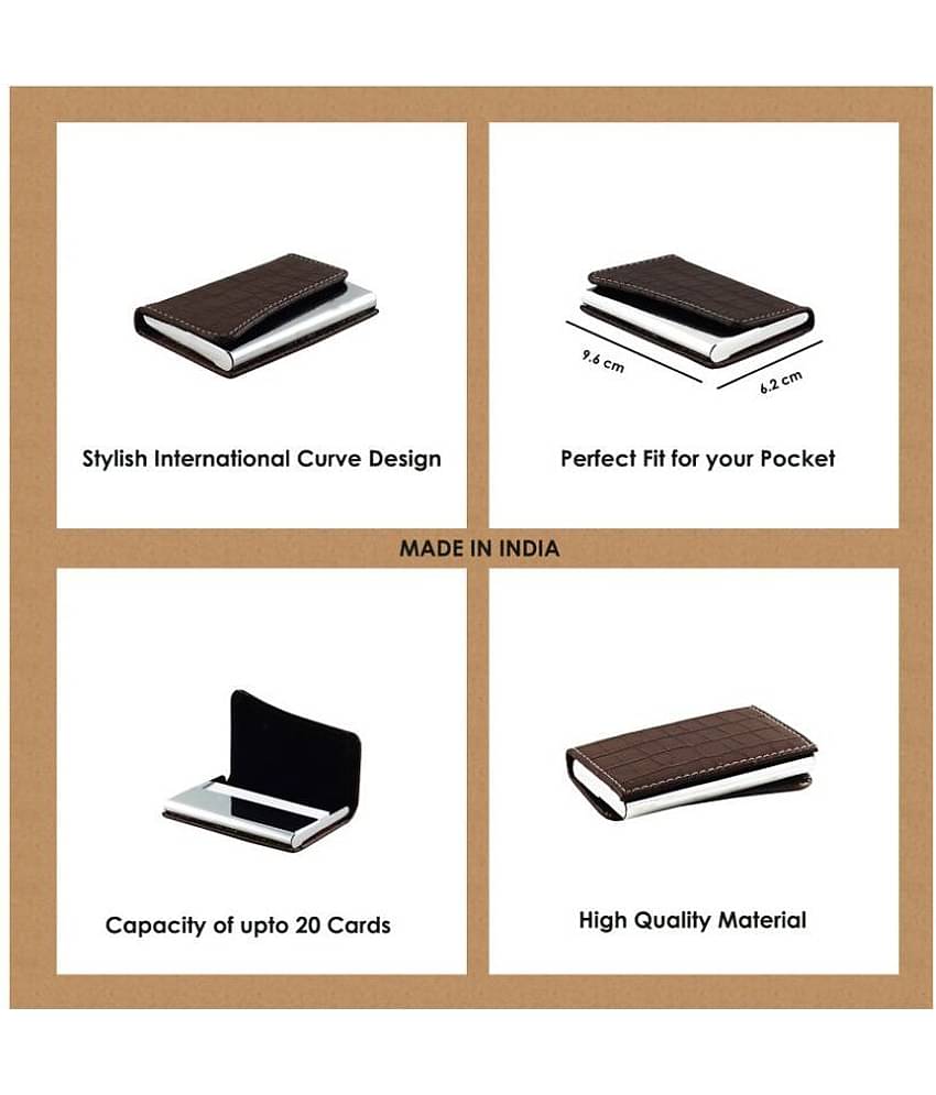 auteur A16-41 Multicolor Artificial Leather Professional Looking Visiting Card Holders for Men and Women Set of 2 (upto 10 Cards Capacity)