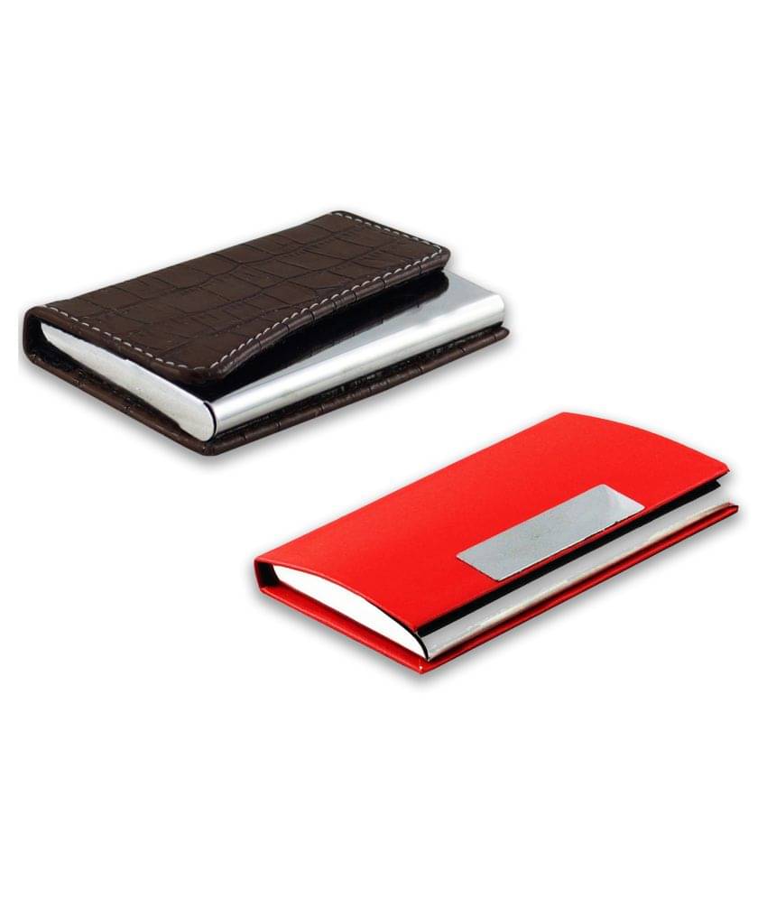     			auteur A16-53  Multicolor Artificial Leather Professional Looking Visiting Card Holders for Men and Women Set of 2 (upto 10 Cards Capacity)