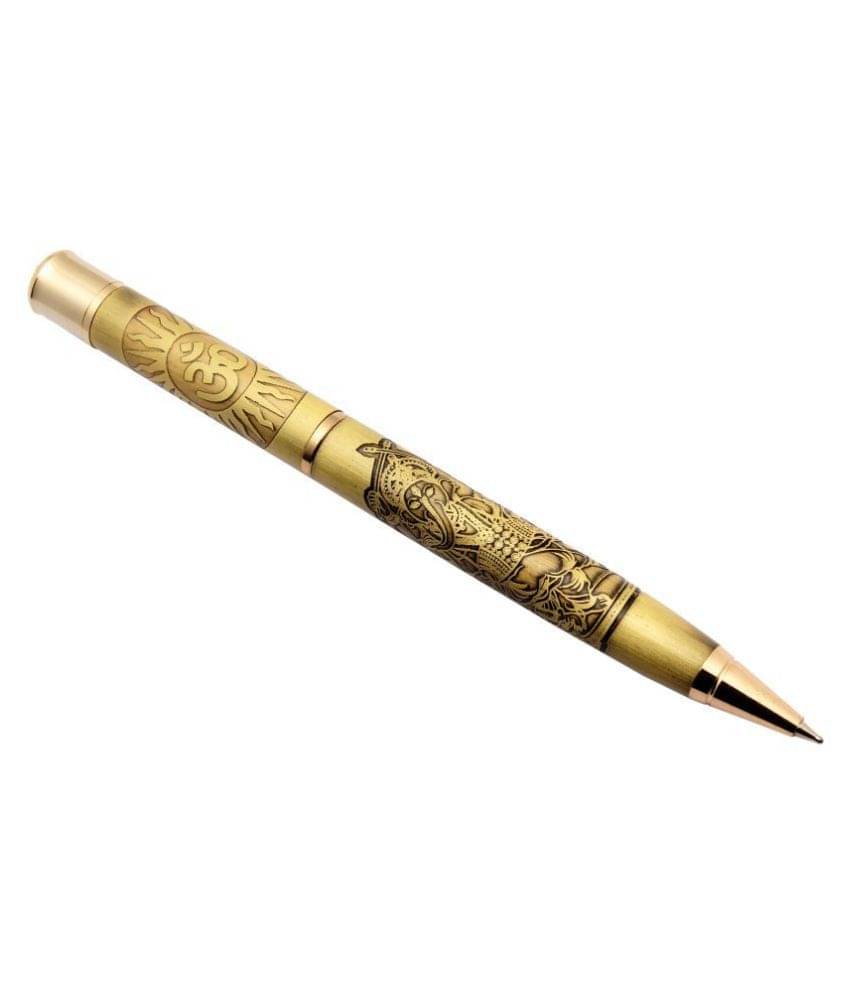     			Legendary Lord Dancing Ganesh & OM Engraved  Special Edition Ball Pen Crystal Head Antique Look.