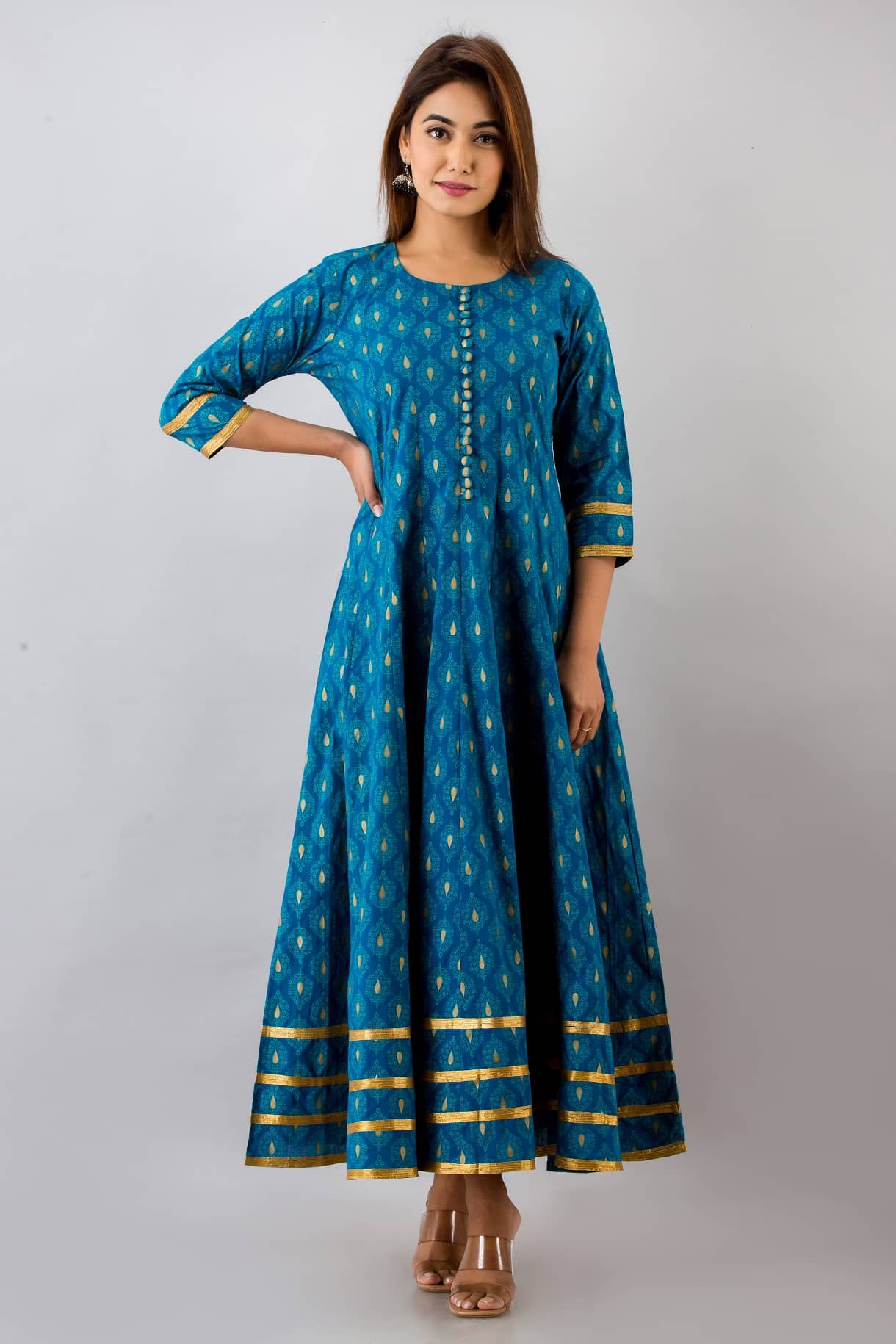 SVARCHI - Blue Cotton Women's Anarkali Kurti ( Pack of 1 ) - Kurtis, Tunics | Buy online on ZillyBuy