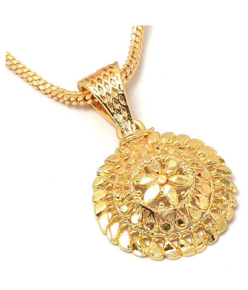 Jewar Mandi Neck Chain 24 kt Gold Plated with Locket Real Look Daily use for Women Girls Men 75780