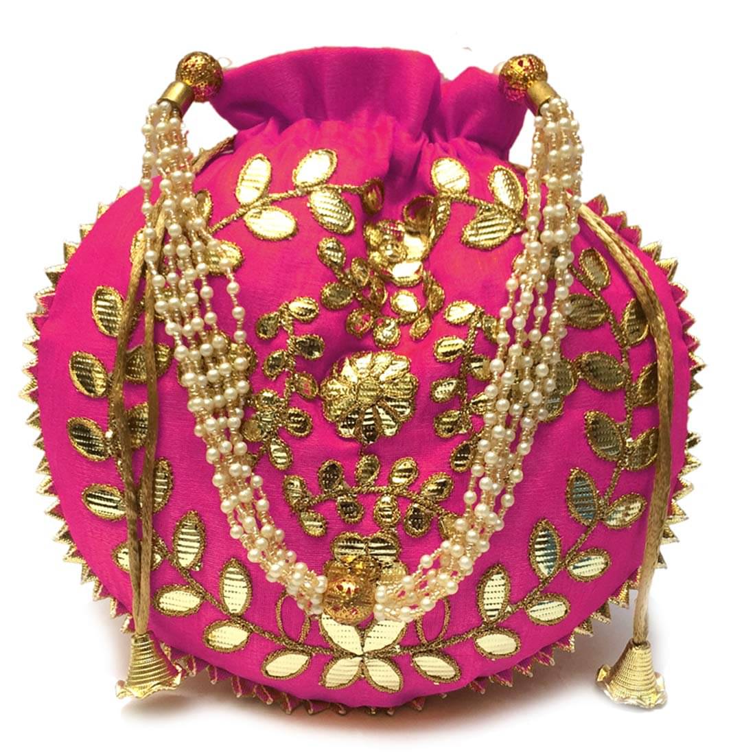     			Apratim Pink Silk Handheld