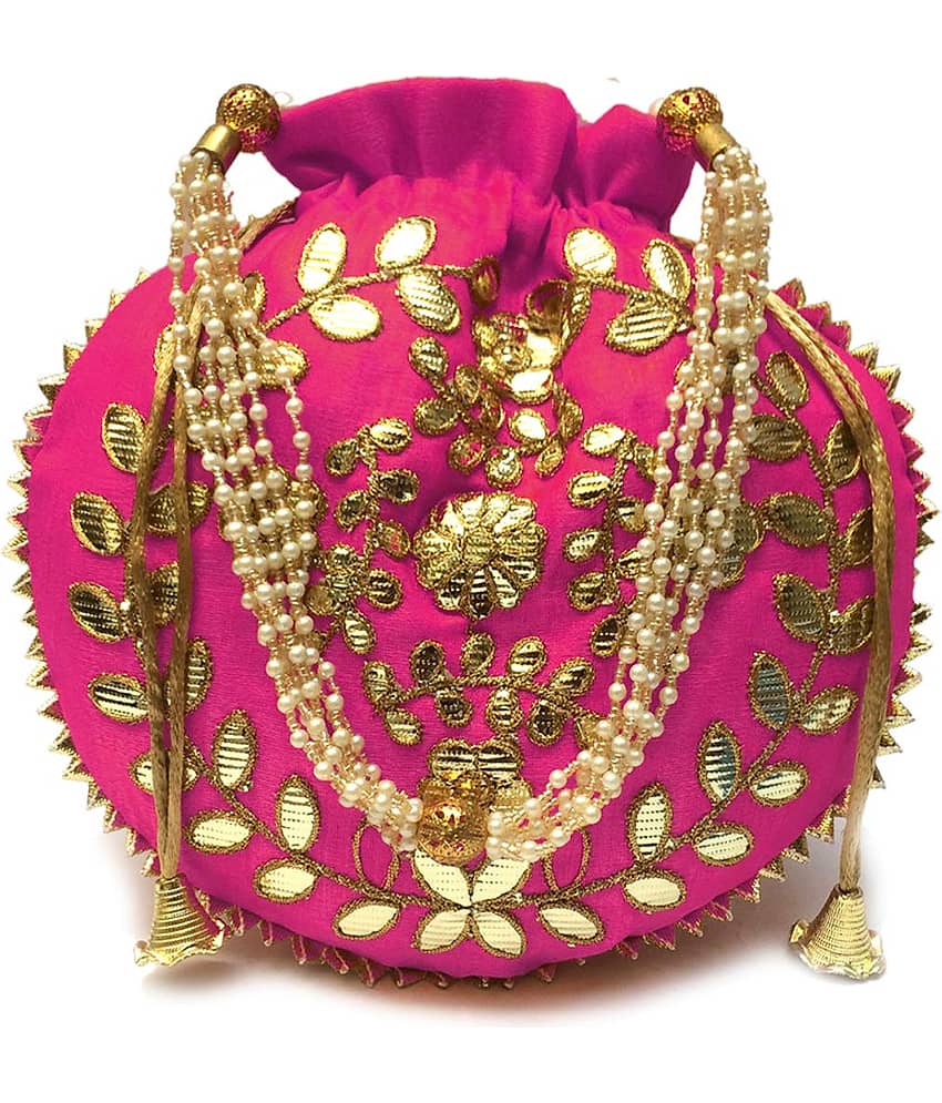 Apratim Pink Silk Handheld - Handbags | Buy online on ZillyBuy