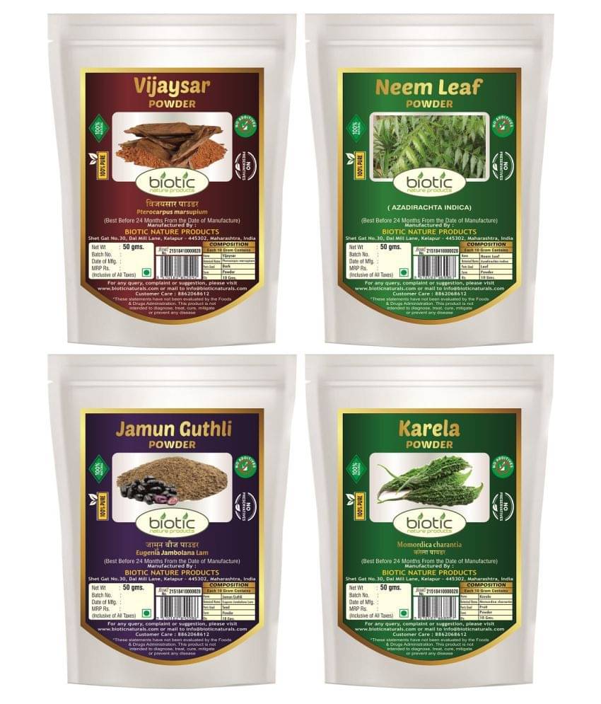 Biotic Vijaysar, Neem, Jamun, Karela Powder for Diabetes Powder 200 gm Pack of 4 Biotic Vijaysar, Neem, Jamun, Karela Powder for Diabetes Powder 200 gm Pack of 4