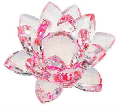     			KESAR ZEMS Crystal Lotus Showpiece For Home Decor (10 cm x 10 cm x 6 cm, Pink)