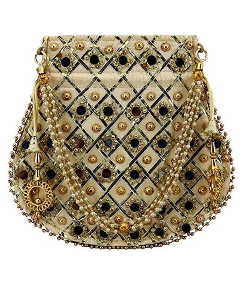     			Raj Beige Silk Handheld