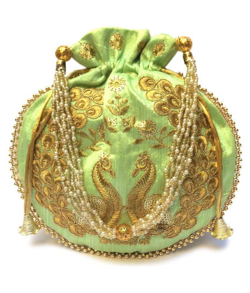     			Raj Green Silk Handheld