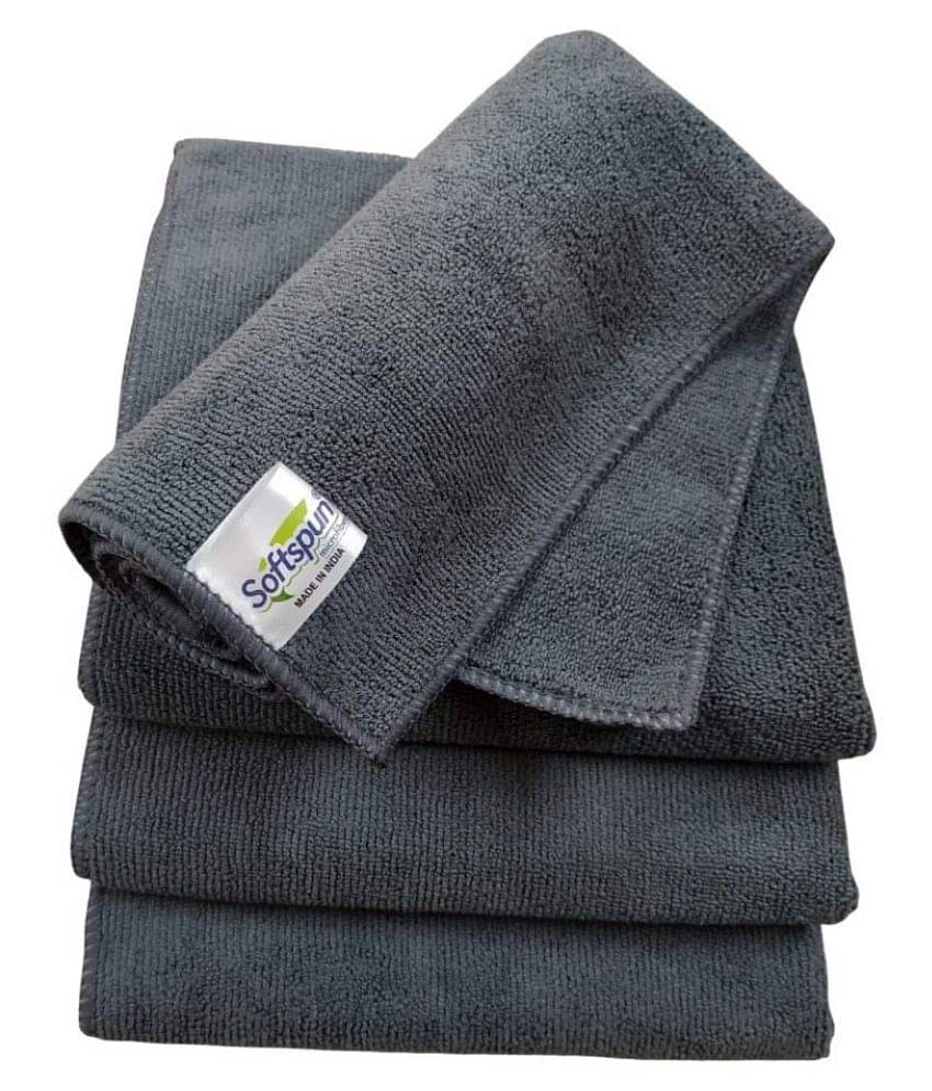     			SOFTSPUN Microfiber Cloth - 4 pcs - 40x40 cms - 340 GSM Grey- Thick Lint & Streak-Free Multipurpose Cloths - Automotive Microfibre Towels for Car Bike Cleaning Polishing Washing & Detailing