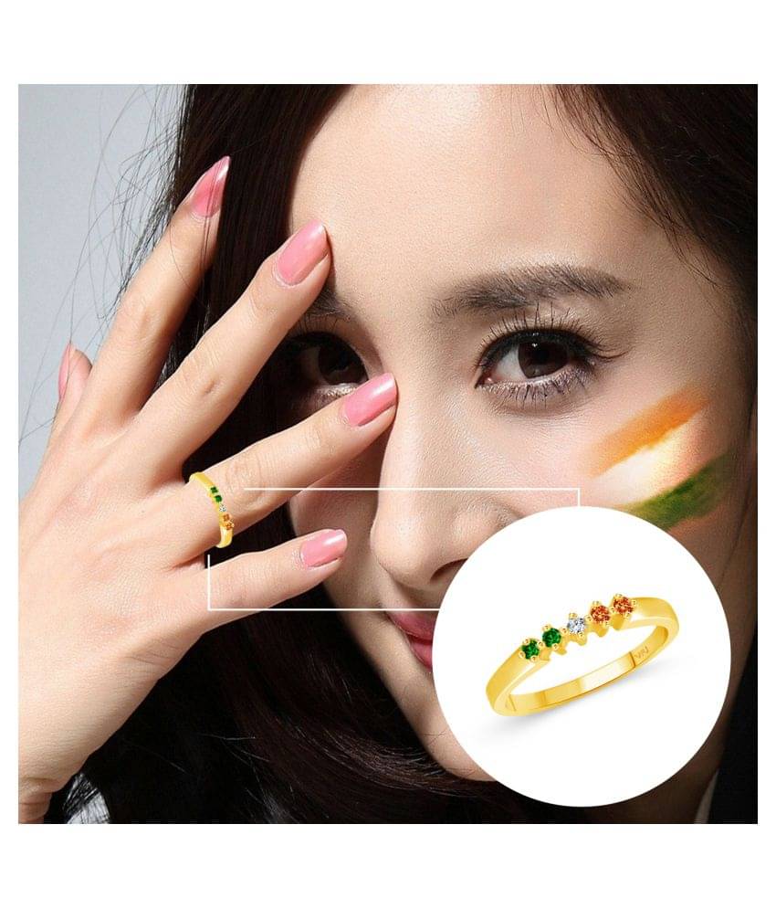     			Vighnaharta Five Stone  CZ Gold and Rhodium Plated Alloy Ring for Women and Girls - [VFJ1303FRG12]