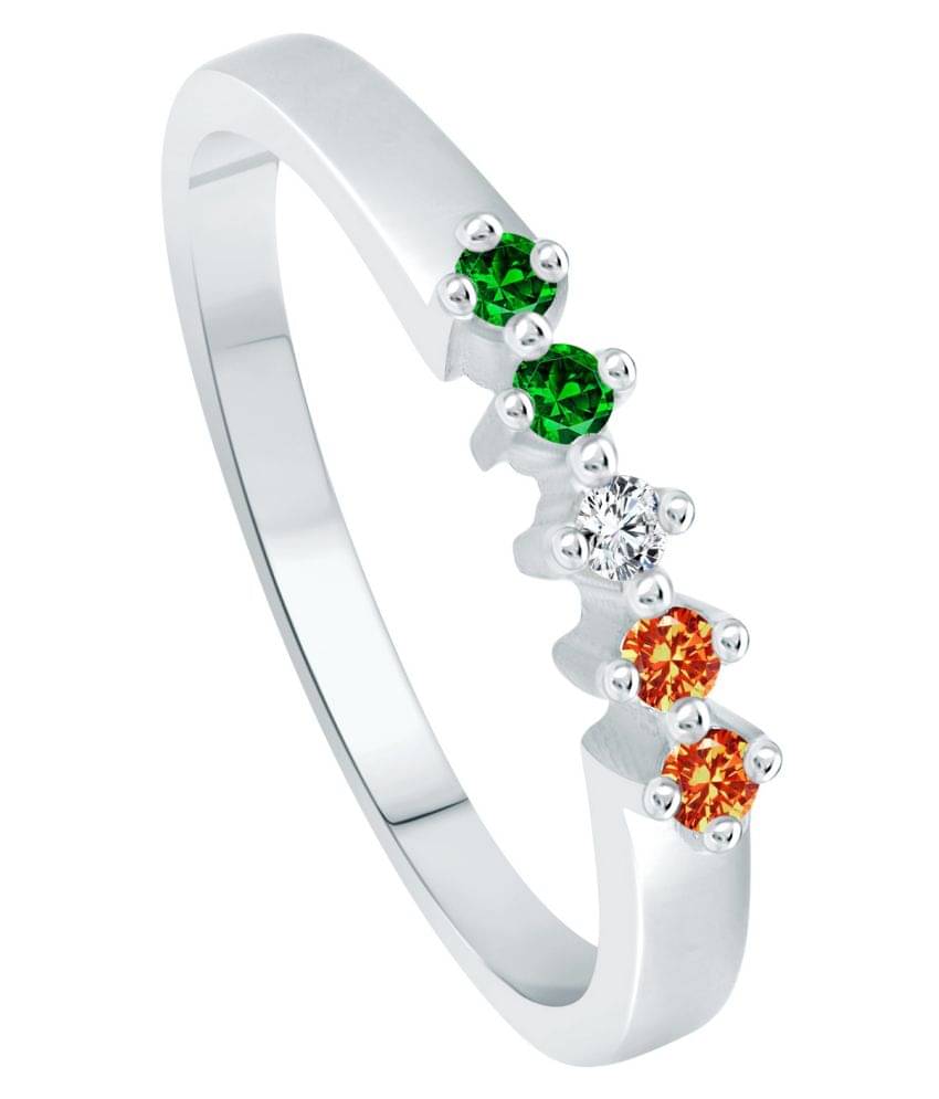     			Vighnaharta Five Stone  CZ Rhodium Plated Alloy Ring for Women and Girls - [VFJ1303FRR10]