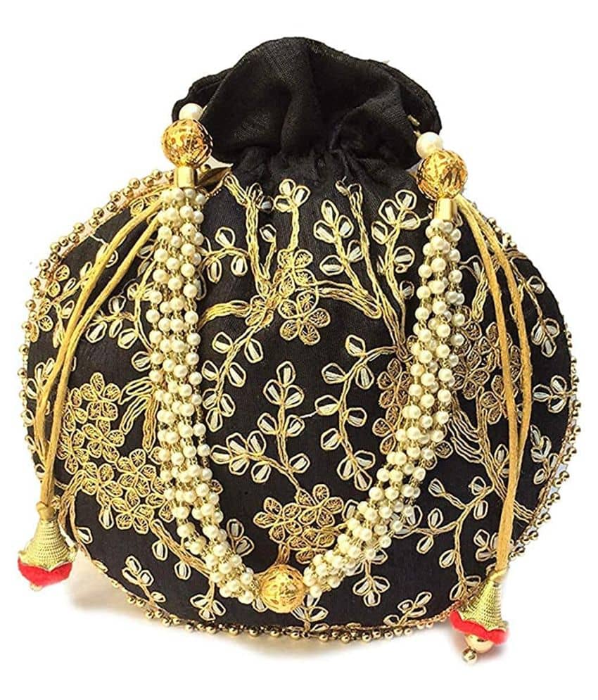 Apratim Black Silk Potli - Handbags | Buy online on ZillyBuy
