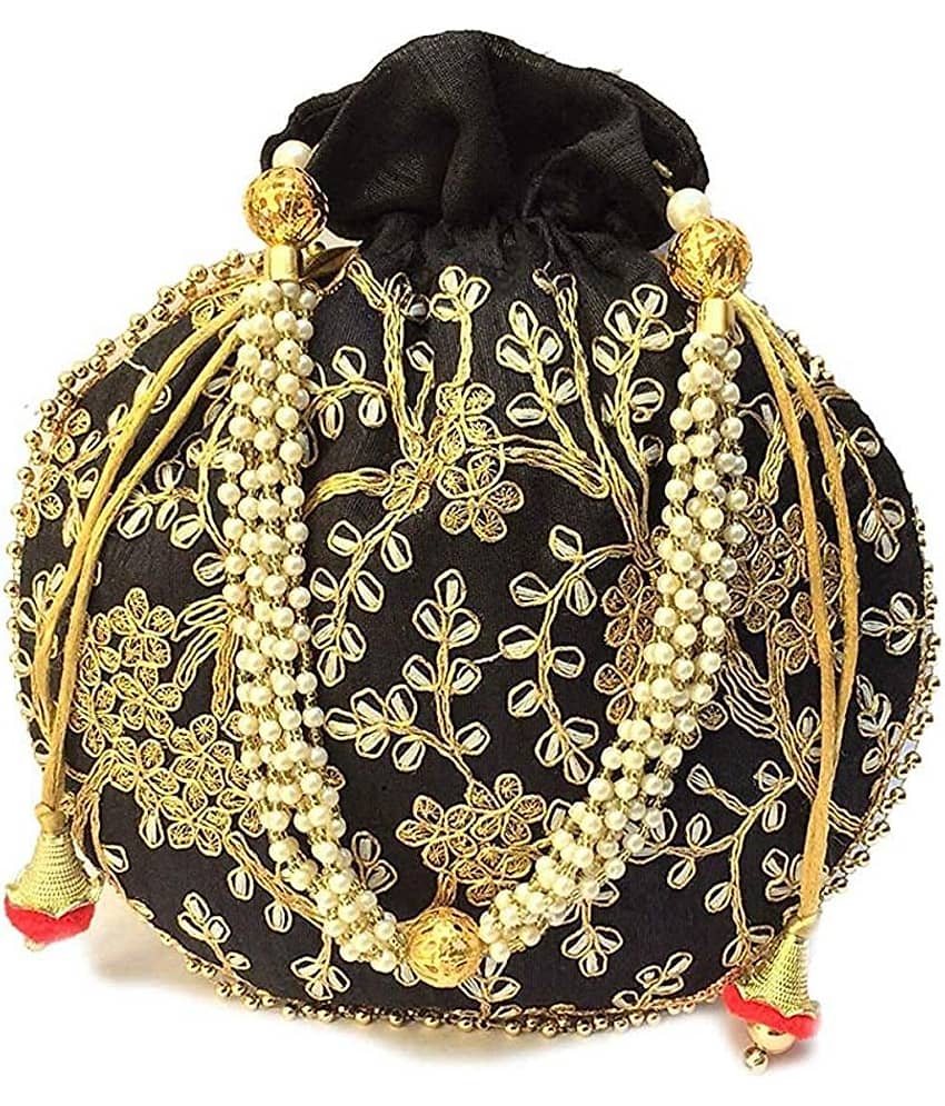 Apratim Black Silk Potli - Handbags | Buy online on ZillyBuy