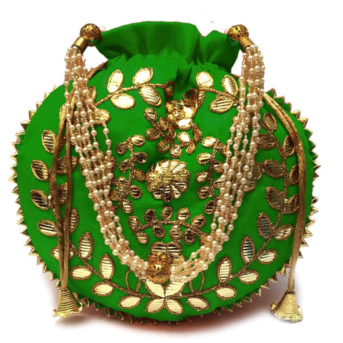 Apratim Green Silk Potli - Handbags | Buy online on ZillyBuy