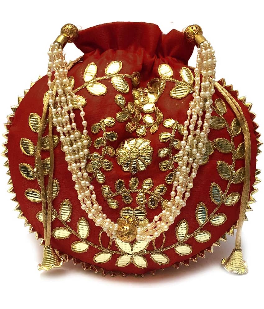 Apratim Maroon Silk Potli - Handbags | Buy online on ZillyBuy