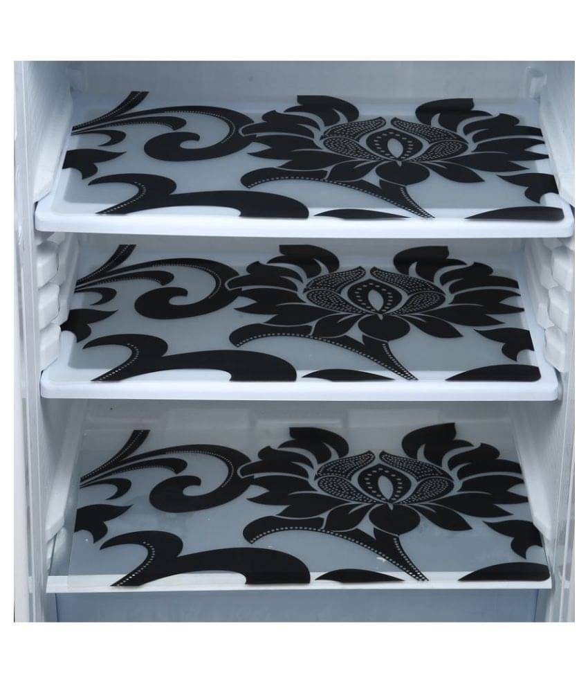     			Set of 3 PVC Black Fridge Mats